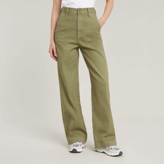 Picture of G-STAR WOMEN'S DECK 2.0 HIGH LOOSE CHINO IN GREEN 1