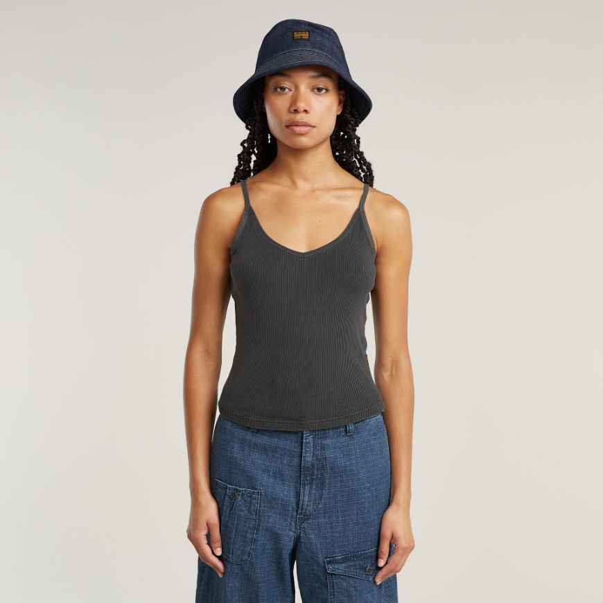 Picture of G-STAR WOMEN'S SPAGHETTI STRAP RIB TOP TOP IN BLACK