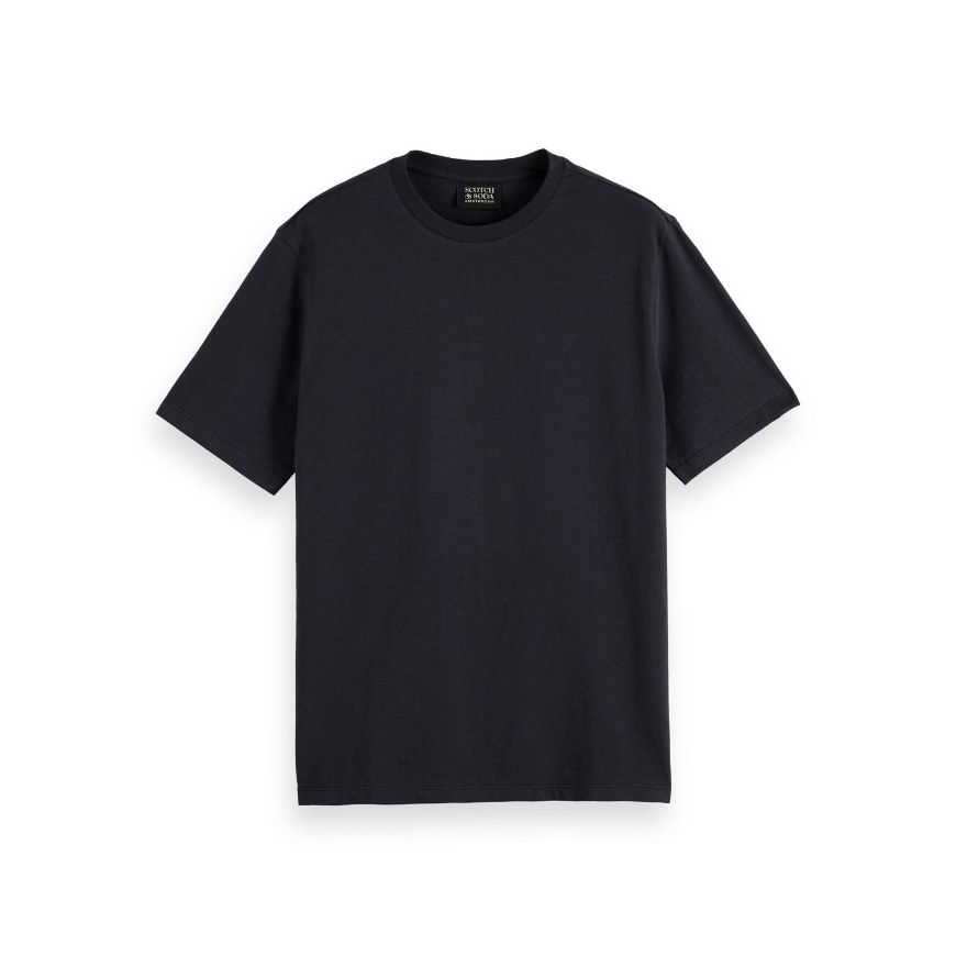 Снимка на SCOTCH&SODA MEN'S REGULAR FIT 3 CROSSES COTTON-LINEN T-SHIRT IN BLACK