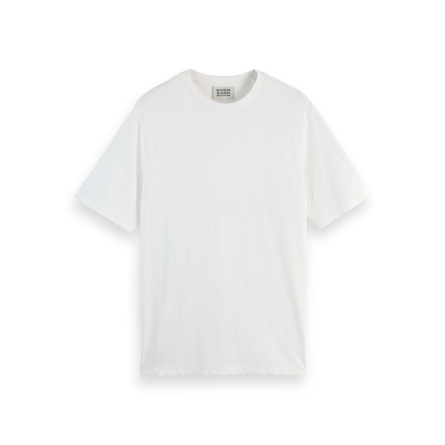 Снимка на SCOTCH&SODA MEN'S REGULAR FIT 3 CROSSES COTTON-LINEN T-SHIRT IN WHITE/PASTEL
