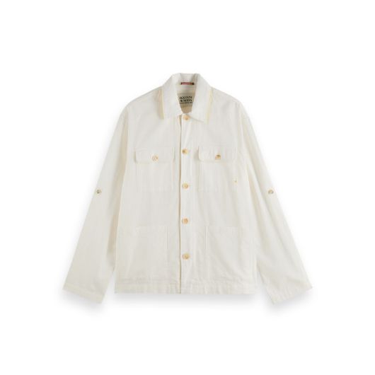 Снимка на SCOTCH&SODA MEN'S RELAXED COTTON-LINEN SHIRT JACKET IN WHITE/PASTEL