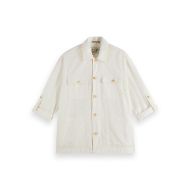 Picture of SCOTCH&SODA MEN'S RELAXED COTTON-LINEN SHIRT JACKET IN WHITE/PASTEL 1