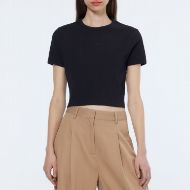 Picture of SCOTCH&SODA WOMEN'S CORE BABY RIB T-SHIRT IN BLACK 4