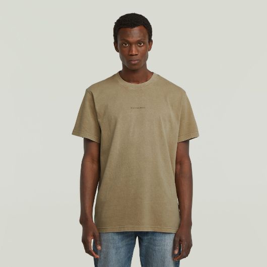 Picture of G-STAR MEN'S OVERDYED CENTER CHEST LOOSE T-SHIRT IN BEIGE/KHAKI