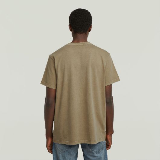 Picture of G-STAR MEN'S OVERDYED CENTER CHEST LOOSE T-SHIRT IN BEIGE/KHAKI