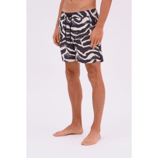 Picture of DIRTY LAUNDRY MEN'S ABSTRACT ANIMAL SWIM TRUNK IN BLACK AND WHITE