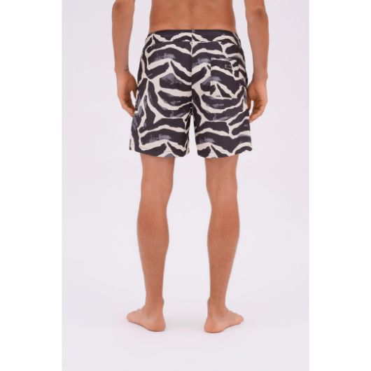 Picture of DIRTY LAUNDRY MEN'S ABSTRACT ANIMAL SWIM TRUNK IN BLACK AND WHITE