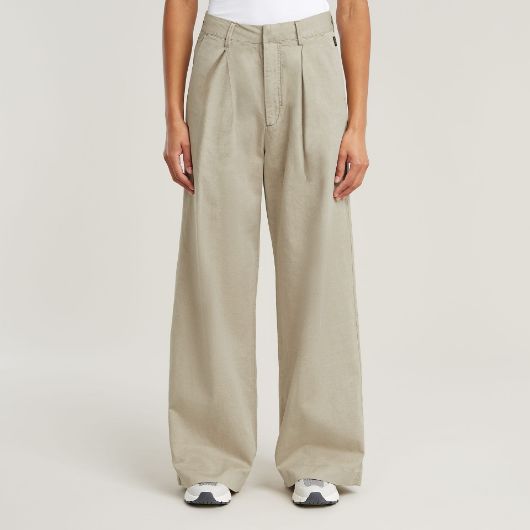 Picture of G-STAR WOMEN'S FLUID WIDE LEG PANTS IN BEIGE/KHAKI 1