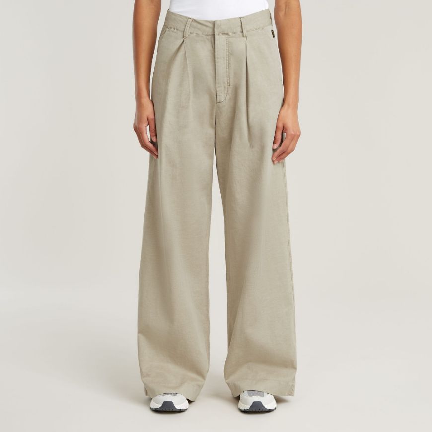Picture of G-STAR WOMEN'S FLUID WIDE LEG PANTS IN BEIGE/KHAKI