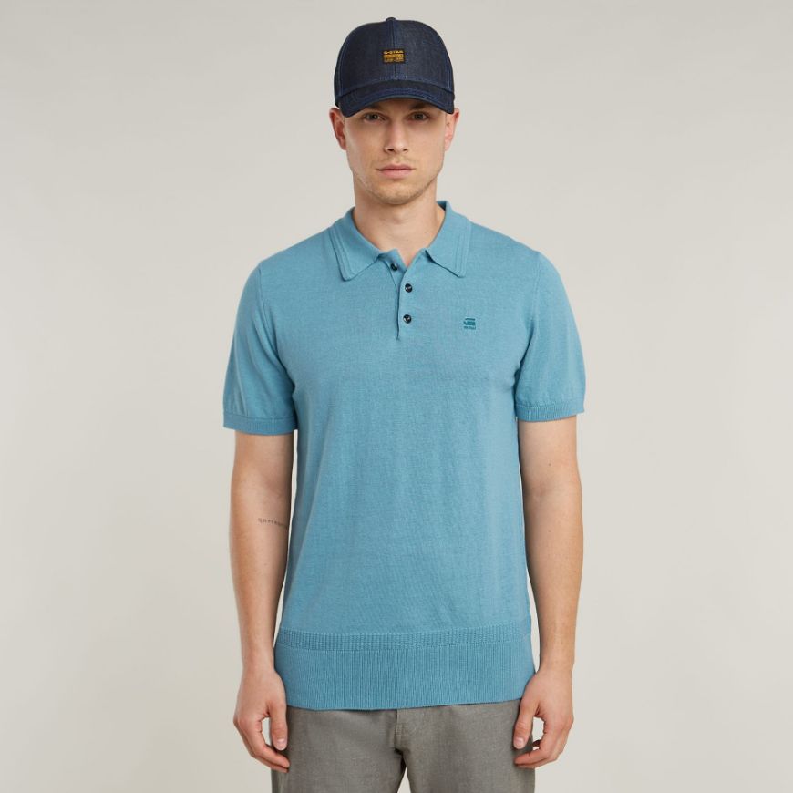 Picture of G-STAR MEN'S KNITTED POLO IN BLUE