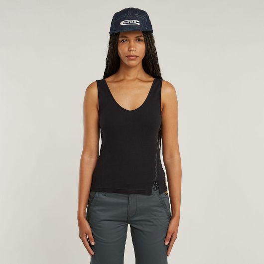 Снимка на G-STAR ДАМСКИ ТОП ASYMMETRICAL ZIP SLIM TANK TOP В ЧЕРНО