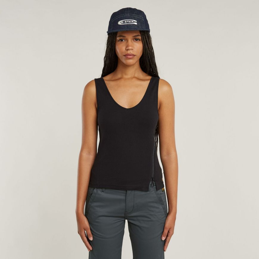 Снимка на G-STAR ДАМСКИ ТОП ASYMMETRICAL ZIP SLIM TANK TOP В ЧЕРНО