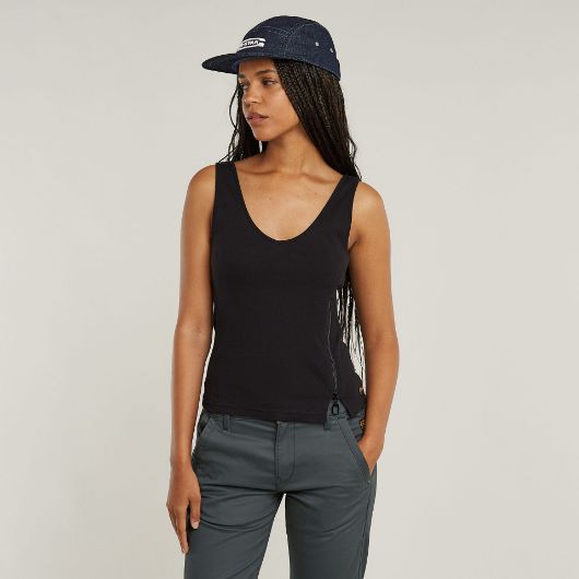 Снимка на G-STAR ДАМСКИ ТОП ASYMMETRICAL ZIP SLIM TANK TOP В ЧЕРНО