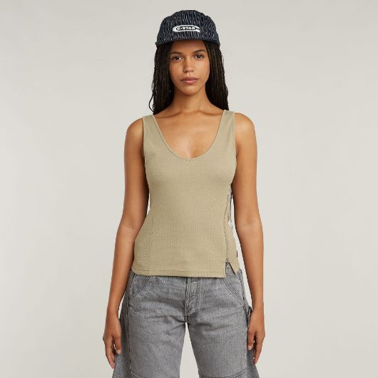 Снимка на G-STAR ДАМСКИ ТОП ASYMMETRICAL ZIP SLIM TANK TOP В КАФЯВО