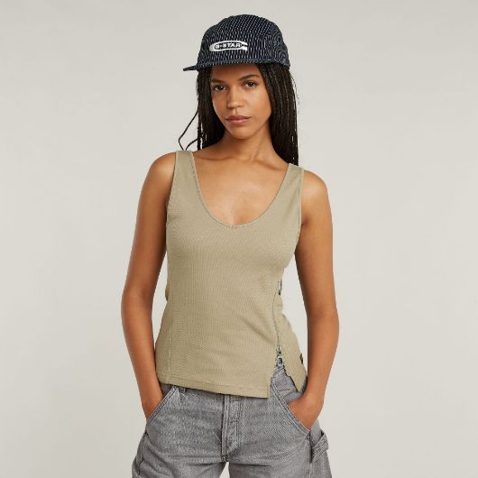 Снимка на G-STAR ДАМСКИ ТОП ASYMMETRICAL ZIP SLIM TANK TOP В КАФЯВО