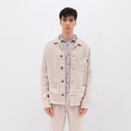 Picture of DIRTY LAUNDRY MEN'S LINEN OVERSHIRT WITH POCKETS IN SAND 1