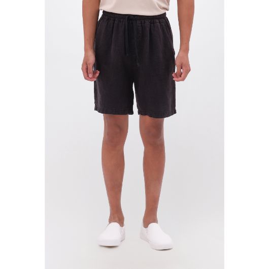 Picture of DIRTY LAUNDRY MEN'S REGULAR LINEN BERMUDA IN VINTAGE BLACK
