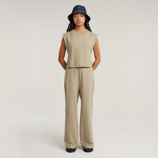Picture of G-STAR WOMEN'S DOUBLE LAYER WIDE LEG JUMPSUIT IN BROWN