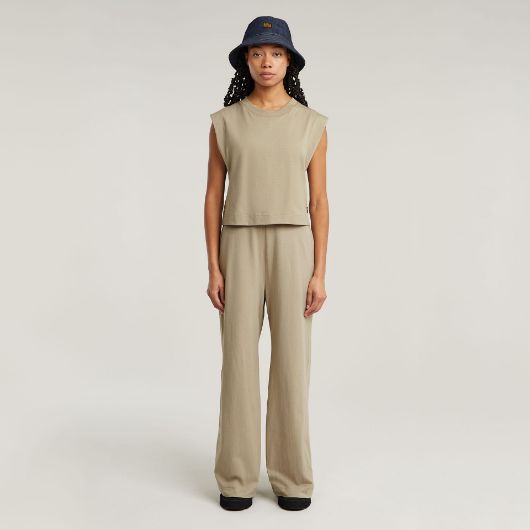 Picture of G-STAR WOMEN'S DOUBLE LAYER WIDE LEG JUMPSUIT IN BROWN