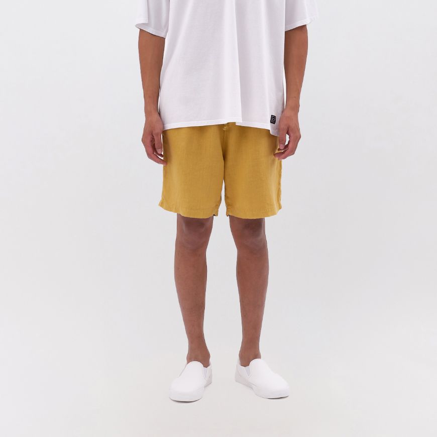 Picture of DIRTY LAUNDRY MEN'S REGULAR LINEN BERMUDA IN CURRY