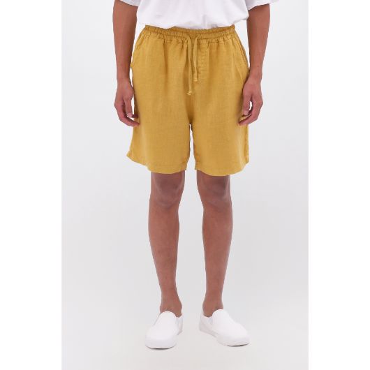 Picture of DIRTY LAUNDRY MEN'S REGULAR LINEN BERMUDA IN CURRY