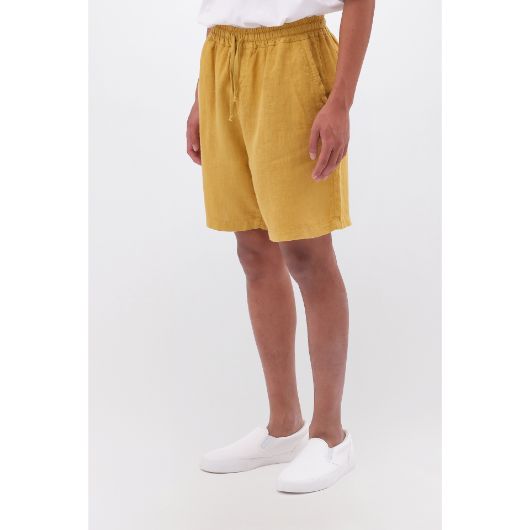 Picture of DIRTY LAUNDRY MEN'S REGULAR LINEN BERMUDA IN CURRY