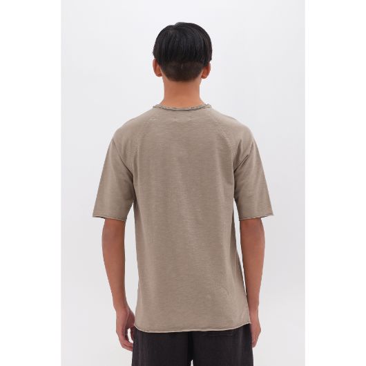 Picture of DIRTY LAUNDRY MEN'S THE RAGLAN SLUB T-SHIRT IN TAUPE