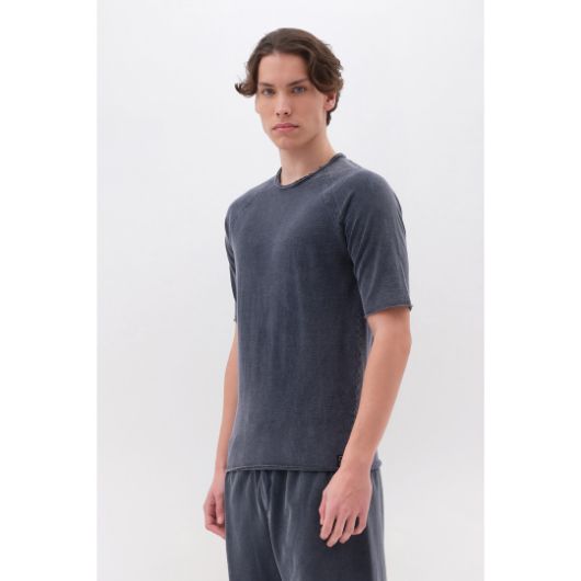 Picture of DIRTY LAUNDRY MEN'S THE RAGLAN SLUB T-SHIRT IN VINTAGE BLUE