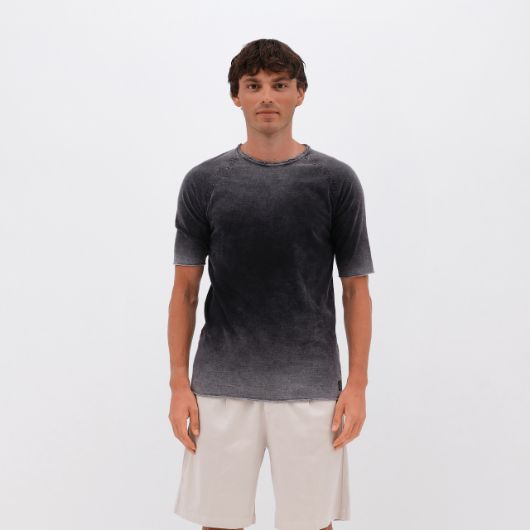 Picture of DIRTY LAUNDRY MEN'S THE RAGLAN SLUB T-SHIRT IN SHADOW BLACK