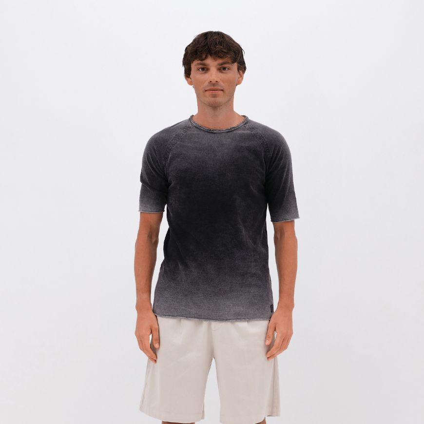 Picture of DIRTY LAUNDRY MEN'S THE RAGLAN SLUB T-SHIRT IN SHADOW BLACK