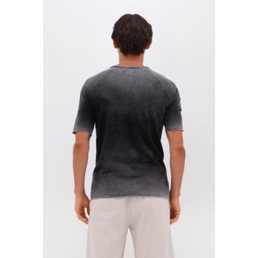 Picture of DIRTY LAUNDRY MEN'S THE RAGLAN SLUB T-SHIRT IN SHADOW BLACK