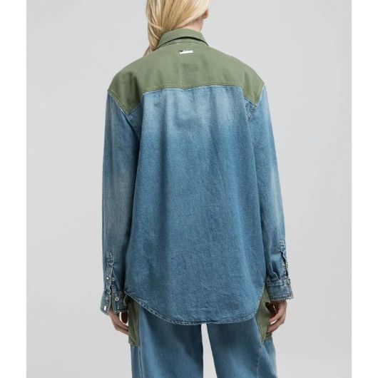 Picture of REPLAY WOMEN'S ATELIER MIXED COTTON FABRICS SHIRT 3