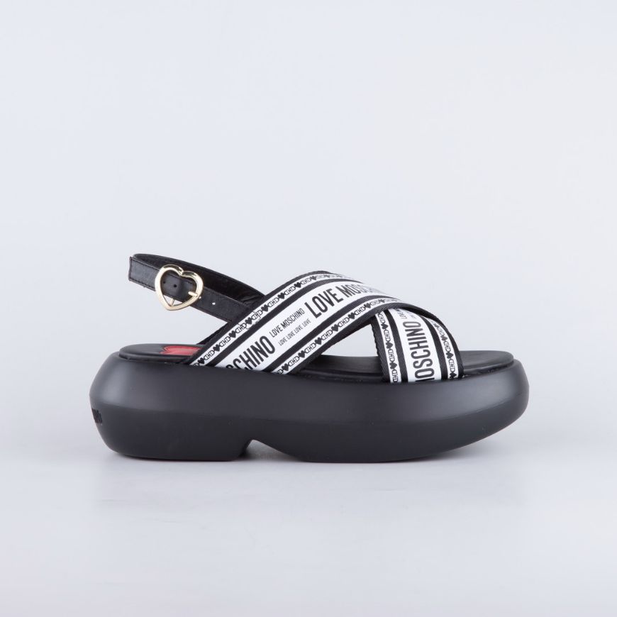 Picture of LOVE MOSCHINO WOMEN'S FLOATING LOVE SANDALS IN BLACK