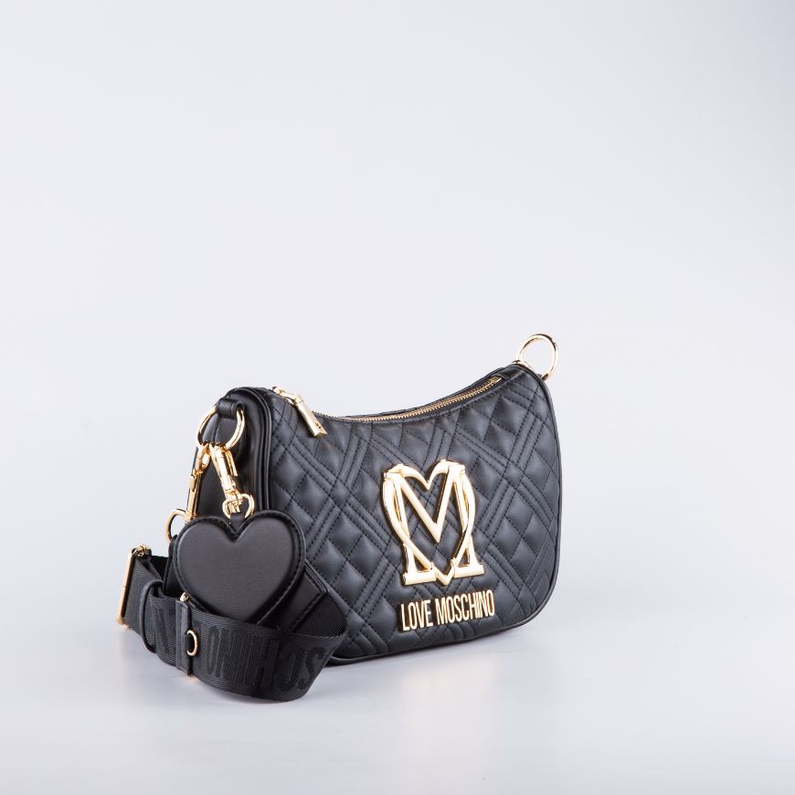 Picture of LOVE MOSCHINO WOMEN'S ALLURE QUILTED LEATHER HOBO BAG IN BLACK