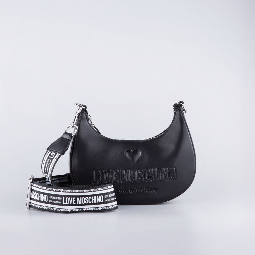 Снимка на LOVE MOSCHINO EMBER ДАМСКА ХОБО ЧАНТА С ЩАМПОВАНО ЛОГО В ЧЕРНО