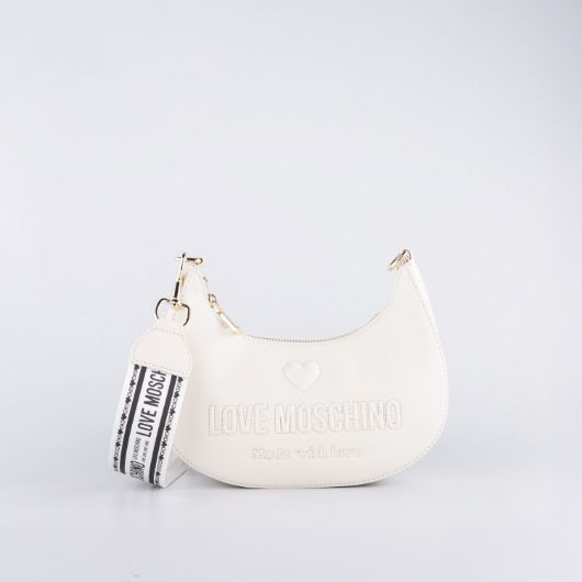 Снимка на LOVE MOSCHINO EMBER ДАМСКА ХОБО ЧАНТА С ЩАМПОВАНО ЛОГО В ЦВЯТ СЛОНОВА КОСТ