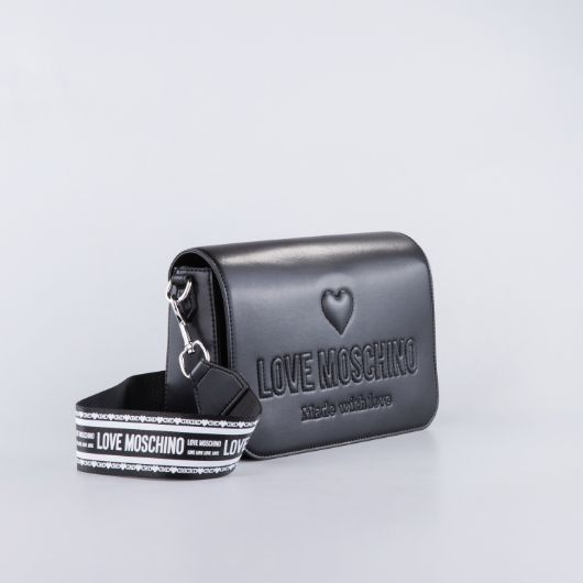 Picture of LOVE MOSCHINO WOMEN'S EMBER CROSSBODY BAG WITH EMBOSSED LOGO IN BLACK 1