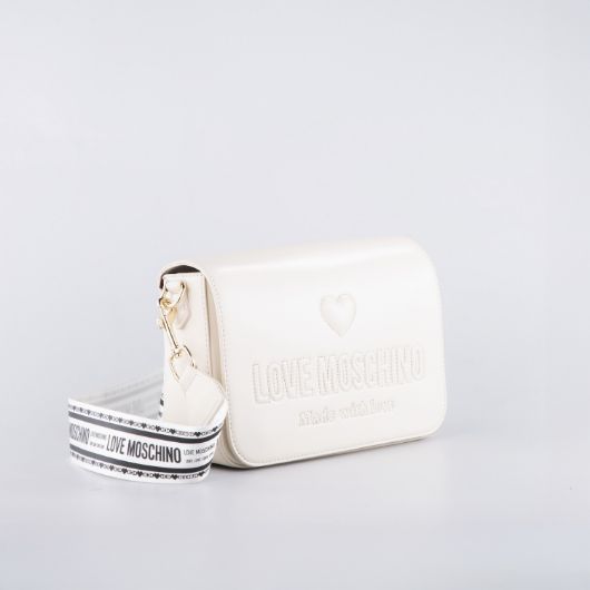 Picture of LOVE MOSCHINO WOMEN'S EMBER CROSSBODY BAG WITH EMBOSSED LOGO IN IVORY 1