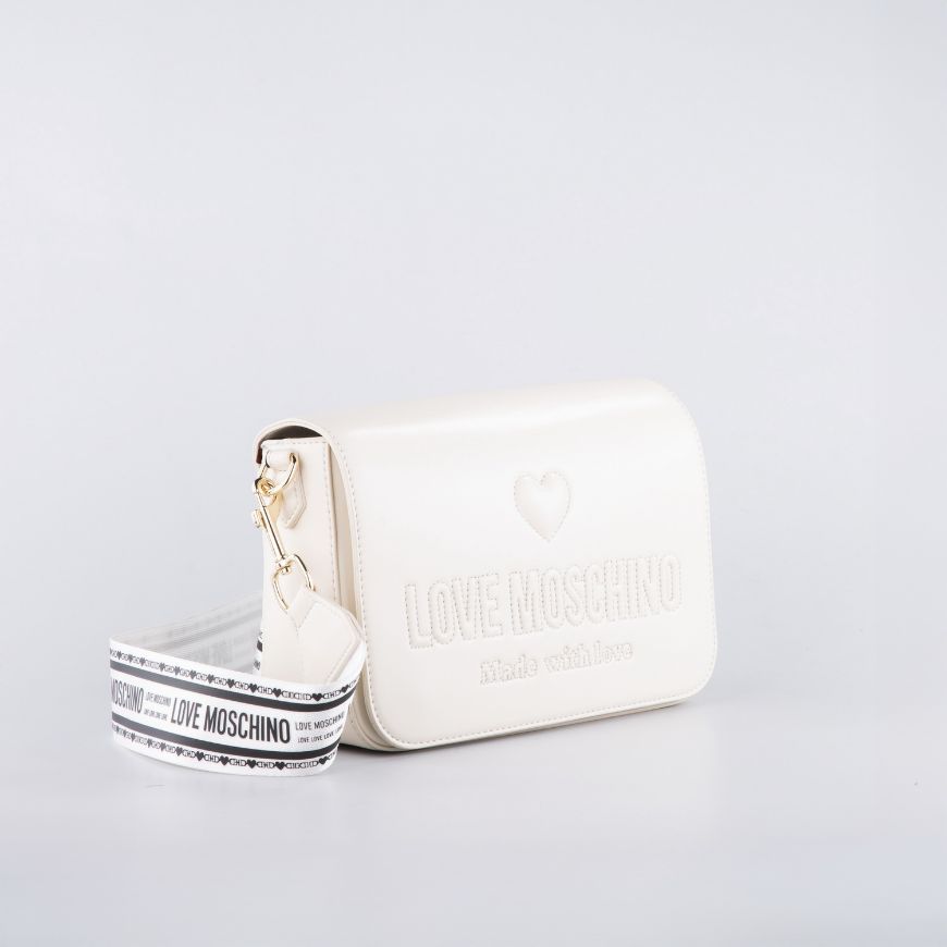 Picture of LOVE MOSCHINO WOMEN'S EMBER CROSSBODY BAG WITH EMBOSSED LOGO IN IVORY