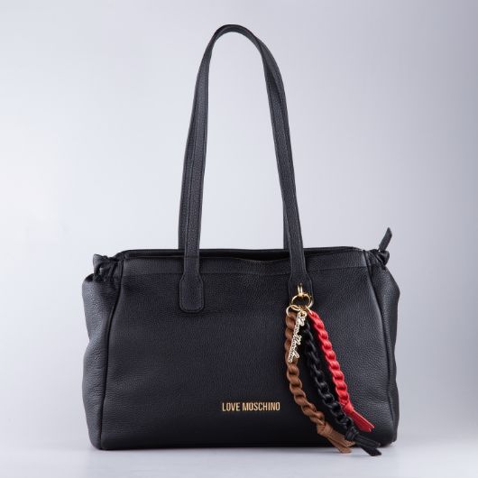 Picture of LOVE MOSCHINO WOMEN'S SPARKLE SHOPPING BAG IN BLACK LEATHER 1
