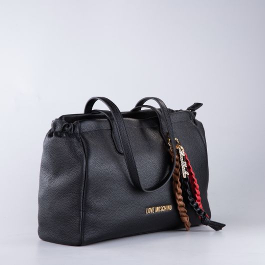 Picture of LOVE MOSCHINO WOMEN'S SPARKLE SHOPPING BAG IN BLACK LEATHER 2