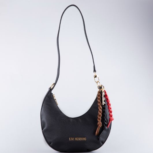 Picture of LOVE MOSCHINO WOMEN'S SPARKLE HOBO BAG IN BLACK LEATHER 1
