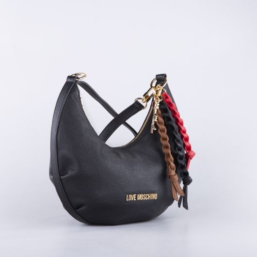 Picture of LOVE MOSCHINO WOMEN'S SPARKLE HOBO BAG IN BLACK LEATHER 2