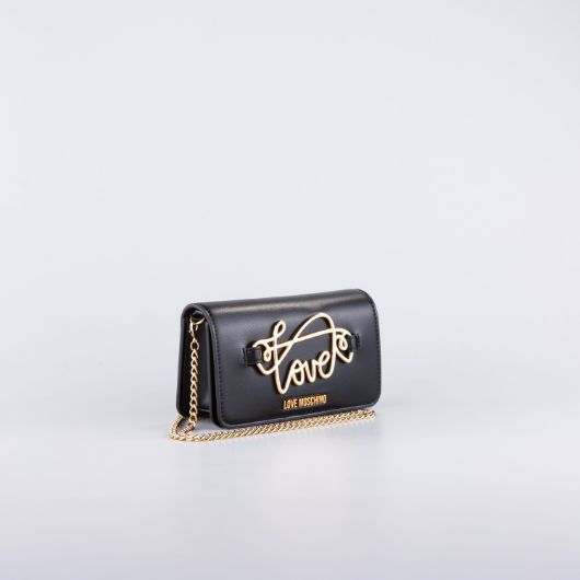 Picture of LOVE MOSCHINO WOMEN'S SCRIPT CHAIN WALLET IN BLACK