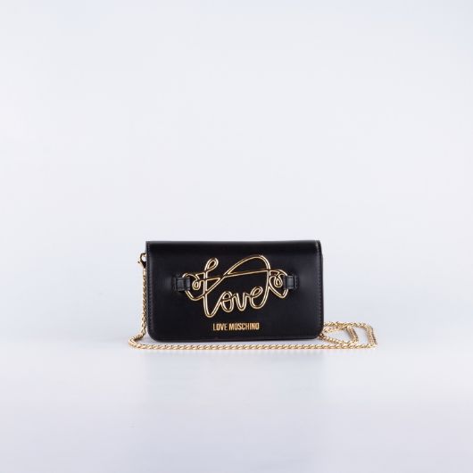 Picture of LOVE MOSCHINO WOMEN'S SCRIPT CHAIN WALLET IN BLACK
