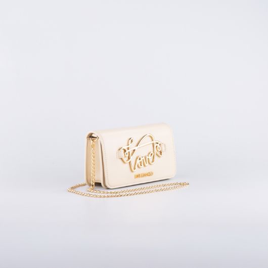 Picture of LOVE MOSCHINO WOMEN'S SCRIPT CHAIN WALLET IN BEIGE