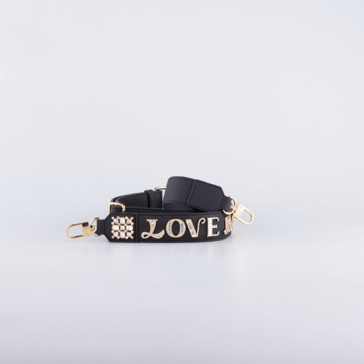 Снимка на LOVE MOSCHINO СМЕНЯЕМА ДРЪЖКА ЗА ЧАНТА С ДЕКОРАТИВНИ КАМЪНИ В ЧЕРНО 1