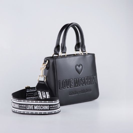 Picture of LOVE MOSCHINO WOMEN'S EMBER MINI HANDBAG WITH EMBOSSED LOGO IN BLACK 3
