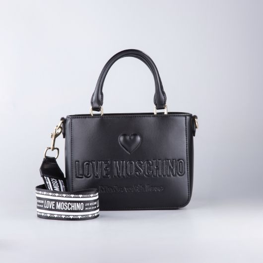 Picture of LOVE MOSCHINO WOMEN'S EMBER MINI HANDBAG WITH EMBOSSED LOGO IN BLACK 2