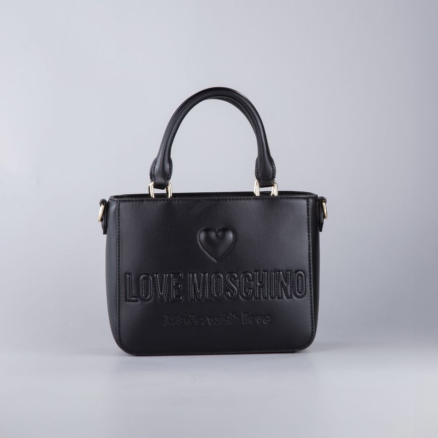 Picture of LOVE MOSCHINO WOMEN'S EMBER MINI HANDBAG WITH EMBOSSED LOGO IN BLACK